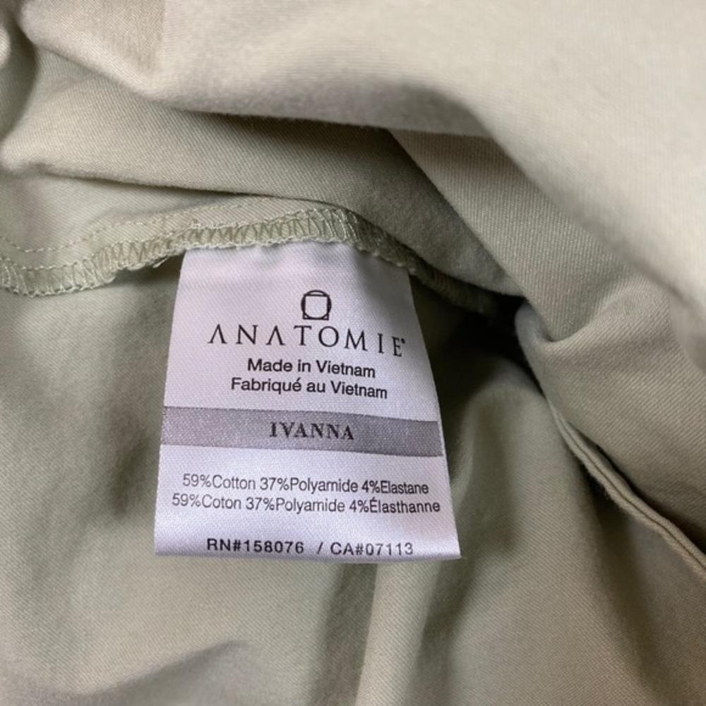 Anatomie Ivanna Wide Leg Pants Sand green Beige Stretch Cotton Trousers Size S - Picture 3 of 8